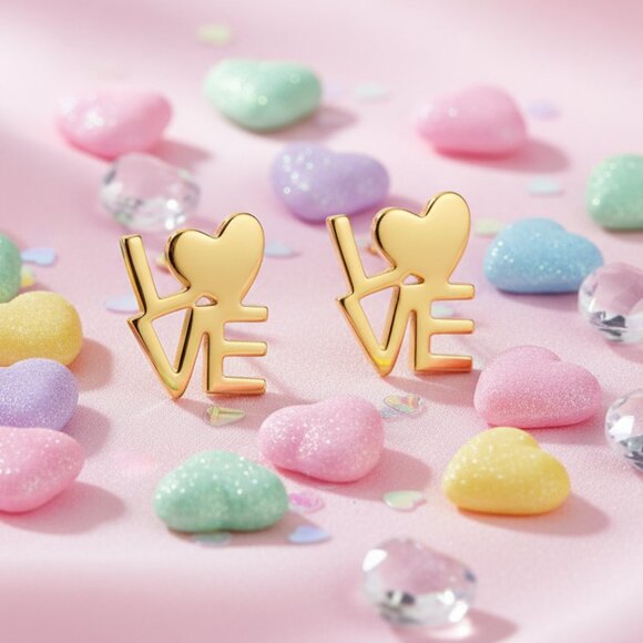 🆕️LOVE Stud Earrings – 18K Gold Plated Stainless Steel | Gift-Ready Elegance 💕 - Picture 9 of 9
